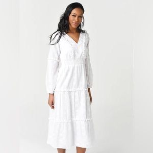 Sail To Sable Embroidered Pom Pom Midi Dress